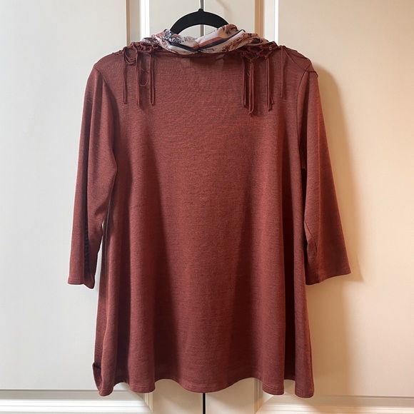 NWOT Style & Co Blouse with Removable Fringe Scarf - Picture 2 of 6